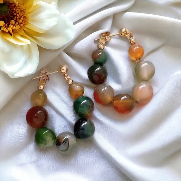 Colorful beaded earrings - Picture 2 of 14